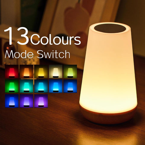 Ledivion LED Touch Bedside Table Lamp – RGB Colour Changing Rechargeable Night Light with Remote Control, 5 Brightness Levels & Timer