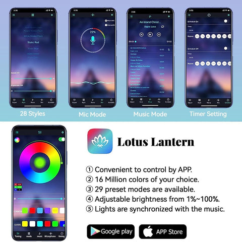 RGB Car Interior LED Strip Lights Kit with APP Control, 5-in-1 Fiber Optic Ambient Lighting, Music Sync, 16 Million Colours