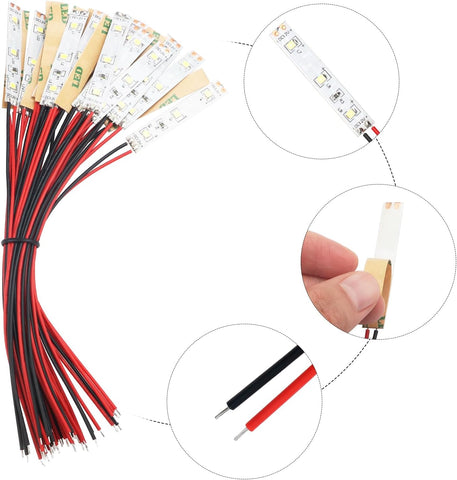25PCS 50mm Prewired LED Strip 12V-18V White 2335 SMD Lighting Kit