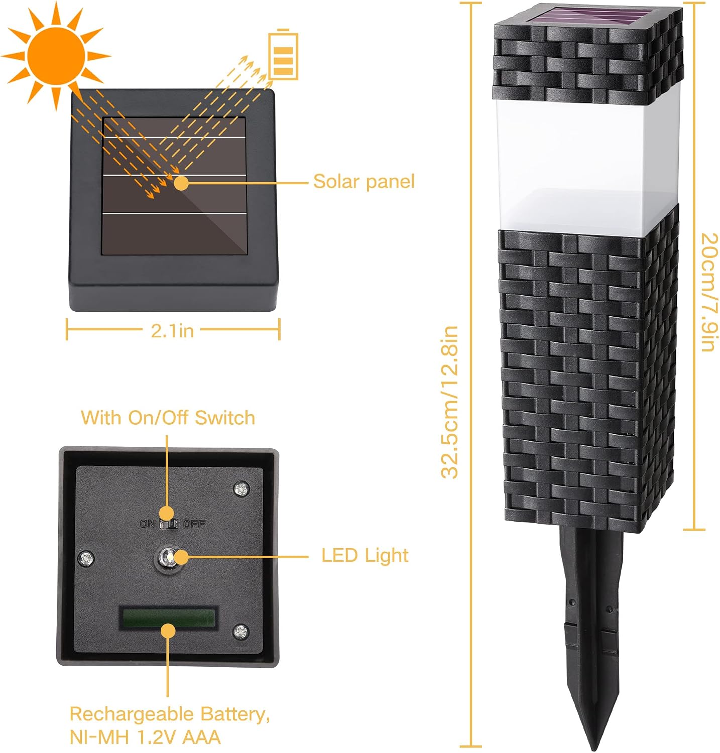 Joomer Solar Lights Outdoor Garden White 8 Packs Square LED Path Light