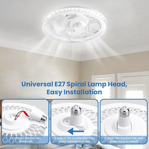 Dimmable LED Ceiling Fan with Light & Remote - 3 Speed 3 Color Temperature Modern Ultra-Thin Design