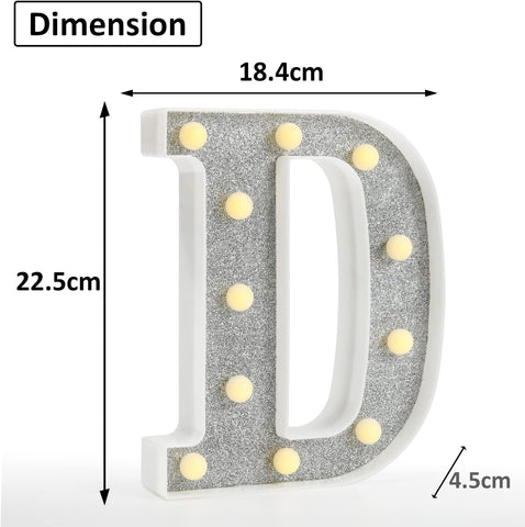 Colorful Light Up Letters, Glitter LED Letter Lights 18 Color Changing Shiny Alphabet Sign Gifts for Girls Women Party Birthday Decorations Remote Night Light Christmas Valentine Wall Table Decor - D
