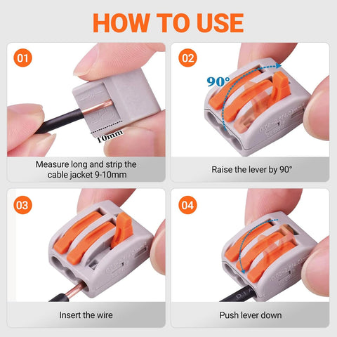 Preciva 30pcs Wire Connectors, Electrical Connector Blocks, 3 Way Compact Cable Terminals Clips Terminal Block Quick Spring, Lever Nut Assortment Conductor with Clamp 3-Port (30PCS)