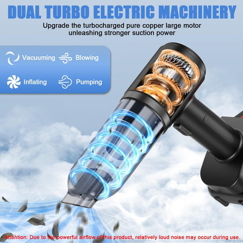 Zunth 30000PA Black Cordless Car Vacuum Cleaner – Dual Battery, Portable