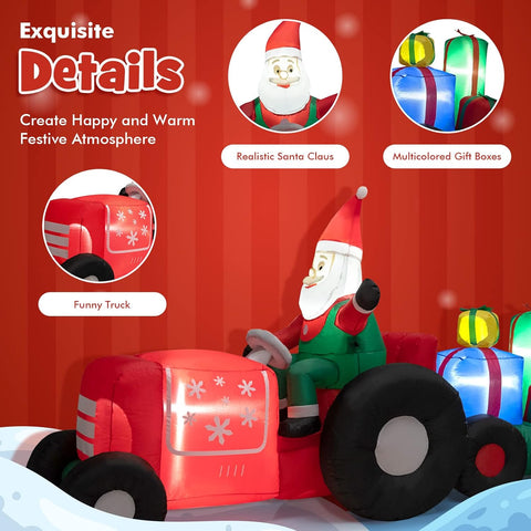 COSTWAY Inflatable Christmas Santa Claus with LED Lights and Blower – Self Inflating Outdoor & Indoor Xmas Decoration