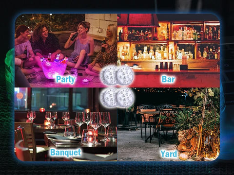 4 Pieces Submersible LED Lights – Waterproof Colour Changing Underwater Lights with Remote Control for Ponds, Weddings, Parties & Festive Décor
