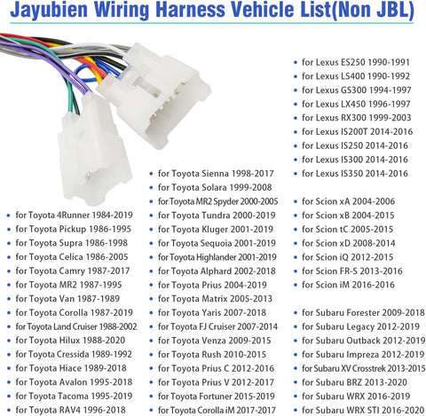 Jayubien ISO Wiring Harness Compatible with Toyota Subaru Lexus Scion Car Radio Stereo Wire Harness Adapter Connector Plug