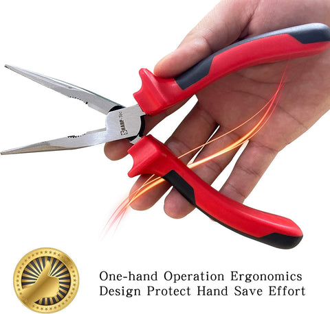 Sharp-tec 160mm Long Nose Pliers with Soft Grip Handles
