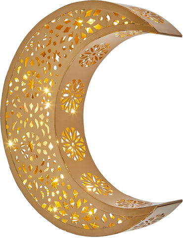 Ramadan Moon Light Table Centrepiece – 30 Warm White LEDs, Battery Operated with Timer – Indoor Eid Tabletop Decoration