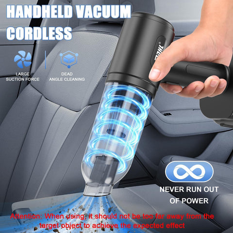 Zunth 30000PA Black Cordless Car Vacuum Cleaner – Dual Battery, Portable