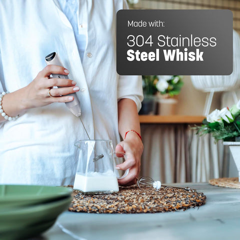 Milk Frother Stainless Steel – Portable Electric Whisk Coffee Stirrer-Silver