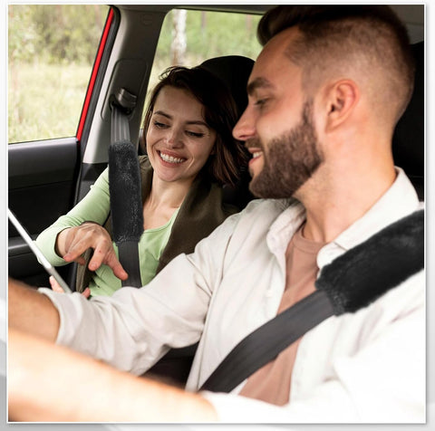 4PCS Soft Faux Fur Car Seat Belt Pads Cover Black