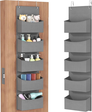 Lifewit Over The Door Storage Organiser – 4-Shelf Hanging Wardrobe Storage, Grey