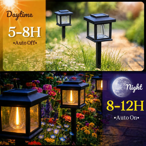 Solar Lights Outdoor Garden, 4 Pack Garden Pathway Stake Lights