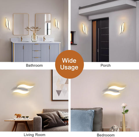 LED Wall Light - Modern Leaf Design 12W Warm White Acrylic Sconce for Bedroom Living Room