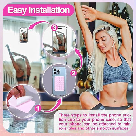 Leeneen 2PCS Silicone Suction Phone Case Mount – Black & Pink