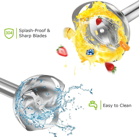 Hand Blender 3-in-1 Immersion Stick Blender | Electric Handheld with Stainless Steel Blade, Egg Whisk & 700ml Beaker - Black HB3202