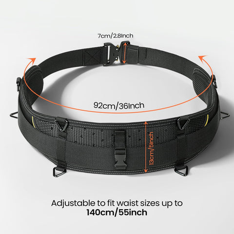 Padded 36'' Tool Belt for Men, Adjustable Work Belt with Heavy Duty Buckle Back Support for Carpenters, Electricians & Gardeners