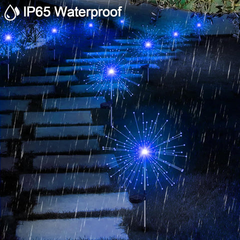 2 Pack Solar Firework Lights, 300 LEDs With 8 Modes, Waterproof Copper Wire Pathway Decorative Lights for Garden Tree Landscape Outdoor