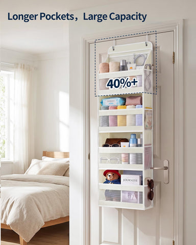 Yecaye 5-Tier Over Door Storage Organiser, Grey – Hanging Shelves with Mesh Windows for Space-Saving Home Organisation