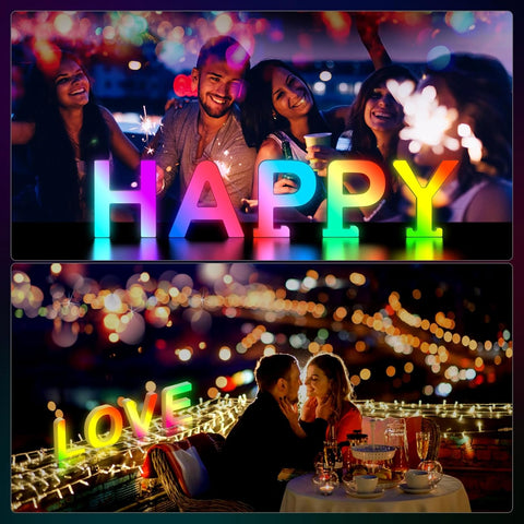 Light Up Letters USB Powered, LED Letter Lights Color Changing Alphabet Sign Gifts for Girls Women Party Birthday Decorations, APP Control, Night Light Christmas Valentine Wall Table Decor - &