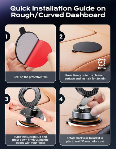 Mohard 2025 Magnetic Phone Holder for Cars Black | Nano Gel + Vacuum Suction Mount