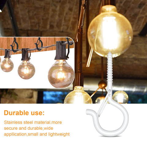 Screw in Hooks with Safety Buckle, (Black-32 PCS) | 7 Pcs Black Ceiling Hooks, Outdoor Garden Hooks for Christmas Lights,Rope Lights,Fairy Lights,Hanging Plants,Bird Feeders