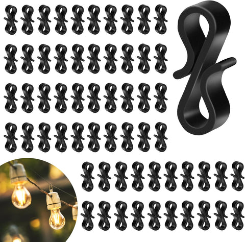 120 Pack Gutter Hooks for Outdoor Lights – Black Reusable Plastic S Clips for Christmas, Icicle & Fairy Lights – Make Your Home Shine Without the Decorating Hassle