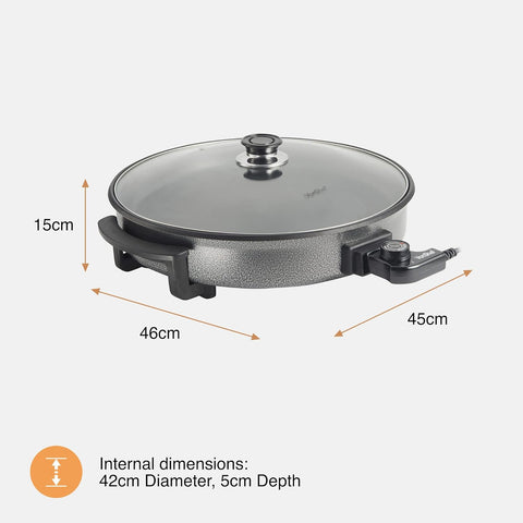 Large 6L Electric Multi Cooker Pan 42cm – 1500W Non-Stick Frying Pan with Lid & Adjustable Temperature Control