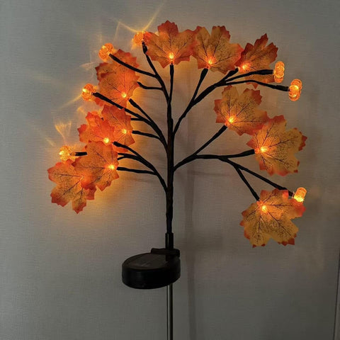 Fall Solar Garden Lights, Maple Leaf Stake Lights, Autumn Pathway Lighting,