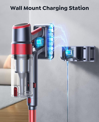 SunSare Cordless Vacuum Cleaner 600W/50KPa Powerful Suction, 65Mins Runtime with Touchscreen AUTO Mode, 1M Hose, Anti-Tangle, Self-Standing & Wall-Mounted Stick Vacuum for Carpet, Floor & Pet Hair