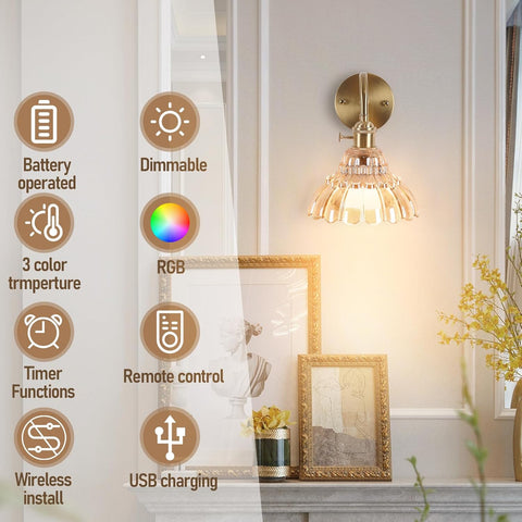 Vintage Battery Operated Wall Lights with Remote