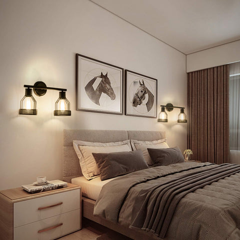 Wall Lights Industrial Lighting, Bathroom Indoor Cage Light Fixture, Metal Shade with Black Finish, Vintage Wall Sconces Home Retro Lights