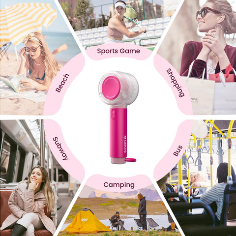 Airmate Portable Mini Turbo Handheld Fan, USB Fans Rechargeable Battery Powered, Electric Turbo Fans, 5 Speeds, Desktop Personal Adjustment Fan with Buckle for Cooling Travel, Camping, Home Office