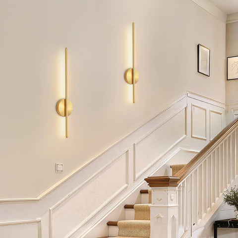 2 Pack USB Rechargeable Gold LED Wall Lights - Dimmable & Remote