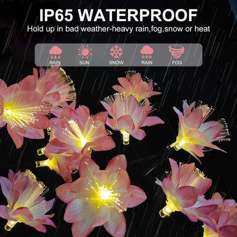 QINER Solar Lights Garden Ornaments Outdoor Flower, 3 Pack 36 LED Garden Lights Solar Powered Waterproof IP65, 2 Modes Peach Blossom Landscape Lighting Creative Pathway Stake for The Patio, Yard, Lawn