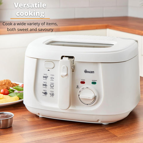 SD6080N Deep Fat Fryer 2.5L – 1800W, Adjustable Temperature Control, Viewing Window, Easy Clean, White