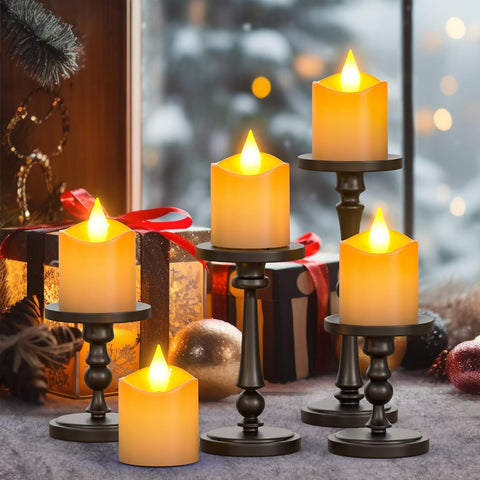 12PCS Rechargeable LED Tea Light Candles with Remote & Timer, Flameless Flickering Electric Tealights with Charging Base for Home & Holiday Décor