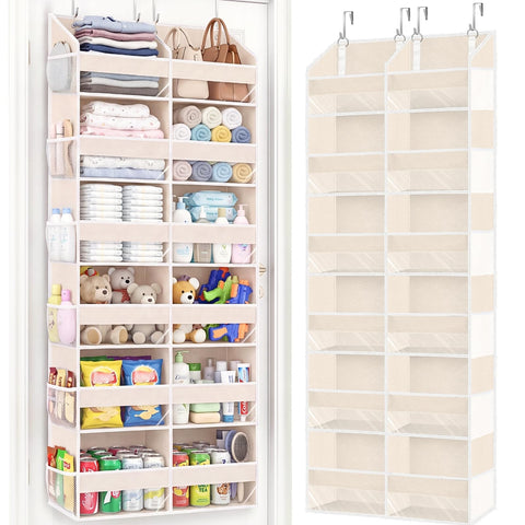 Ofiray-Home Over The Door Storage Organiser – 5-Tier, 10 Compartments, Pink Hanging Storage with 10 Side Pockets