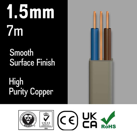 Primes DIY 1.5mm Twin & Earth Lighting Cable 7m