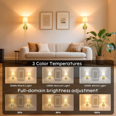 Battery Operated Wall Lights Set of 2, Magnetic Detachable & Rechargeable Battery, Indoor Wireless Wall Sconces Set of 2 for Bedrooms Cordless Sconce Wall Lamp Remote Control