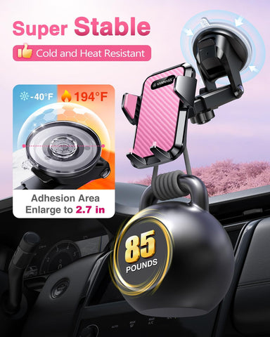 VANMASS Car Phone Holder 2025 Pink - 85+ lbs Strong Suction Mount