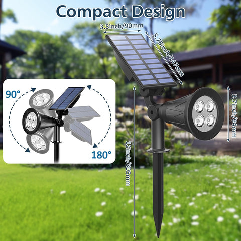 T-SUNUS Solar Garden Spotlights, 4 LED Yellow Solar Lights for Pathway Yard