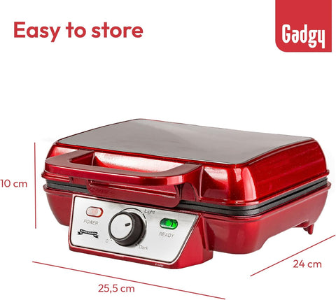 Waffle Maker 1000W – Double Non-Stick Plates, Adjustable Temperature, LED Indicator, Cool-Touch Handle for Breakfast & Desserts