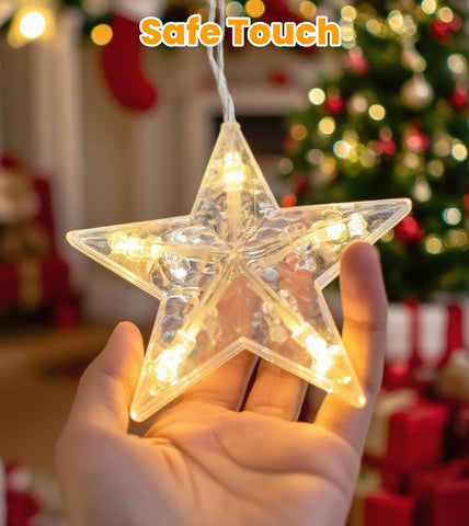LITOHOM Christmas Window Star Lights – 76 LED Warm White Curtain Lights with 8 Modes & 6-Hour Timer - Turn Your Windows into a Twinkling Christmas Welcome