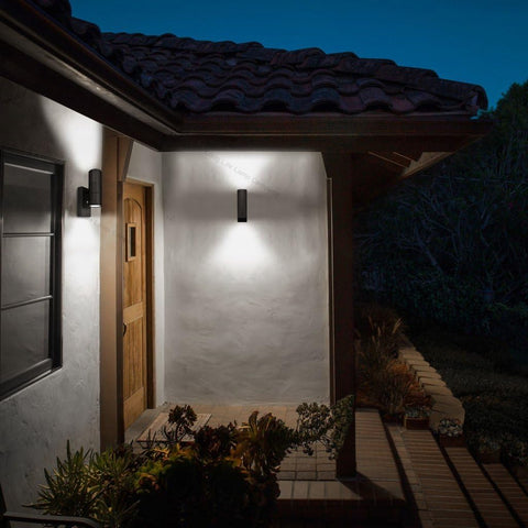 Long Life Lamp Company Outdoor Wall Light Dusk Till Dawn Sensor Black Finish Stainless Steel Up and Down Shining IP65 ZLC090-B