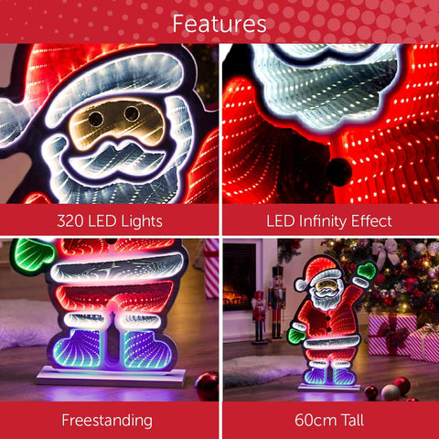 Santa Claus Infinity Light – Multi-Coloured LED, 60cm