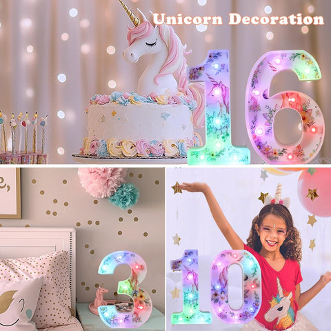 Unicorn LED Number Light 1 18 Color Remote