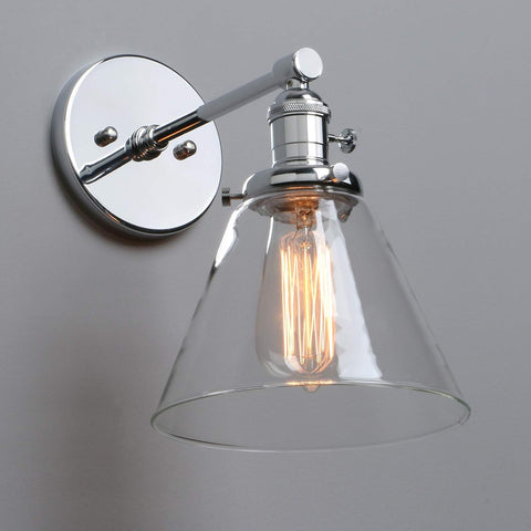 Phansthy Edison Industrial Wall Sconce 7.3" Vintage Brass Glass Wall Light