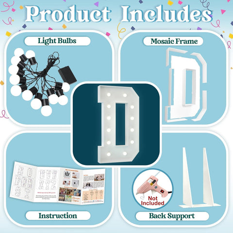 4FT Light Up Letter D – Birthday & Party Marquee Decoration – UK